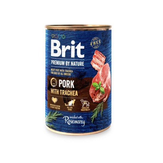Brit Premium by Nature kons. šunims Pork with Trachea  800g