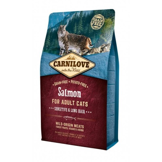 Carnilove Salmon Adult Cat Sensitive & Long Hair 0.4kg, 2kg, 6kg