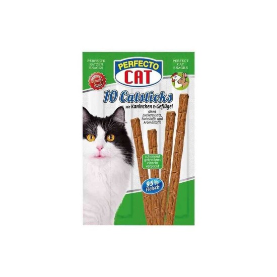 Perfecto Cat lazdelės - skanėstai su triušiena ir paukštiena katėms 50g, (10vnt)