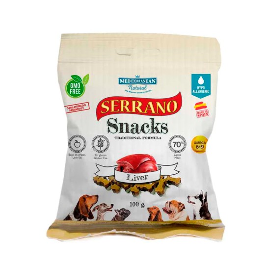 Serrano Snacks skanėstai su kepenimis natūralūs mėsos gabaliukai šunims 100 g