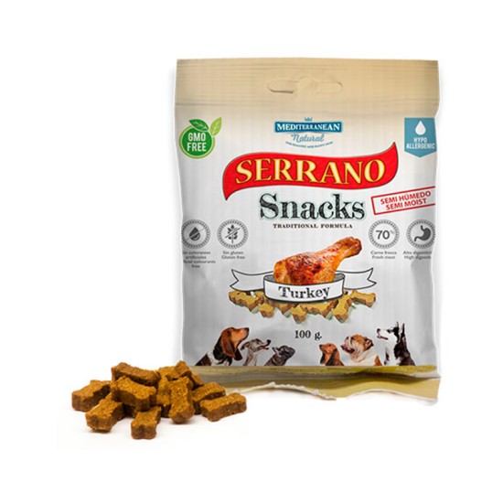 Serrano Snacks skanėstai su kalakutiena natūralūs mėsos gabaliukai šunims 100 g