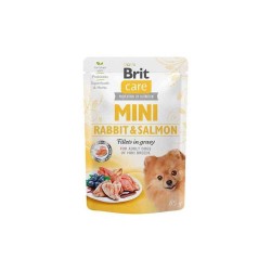 Brit Care Mini kons. šunims maišeliuose Rabbit&Salmon fillets in gravy  85g