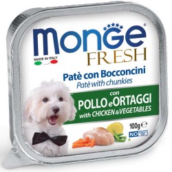 Monge Fresh paštetas šunims su vištienos gabalėliais ir daržovėmis 100g