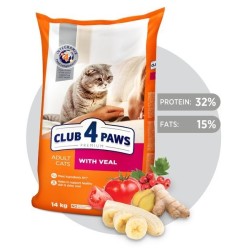 CLUB 4 PAWS PREMIUM pilnavertis sausas maistas suaugusioms katėms su veršiena 14 kg