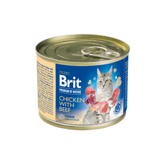 Brit Premium švelnus mėsos paštetas katėms su vištiena ir jautiena 200g 