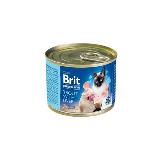 Brit Premium švelnus mėsos paštetas katėms su upėtakiu ir kepenėlėmis 200g 