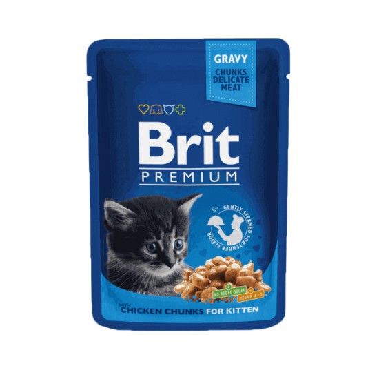 Brit Premium konservai jauniems kačiukams su vištienos gabaliukais 100g