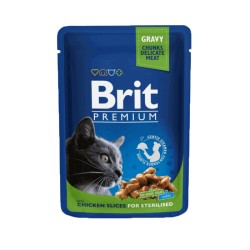 Brit Premium konservai sterilizuotoms katėms su vištienos gabalėliais padaže 100g 