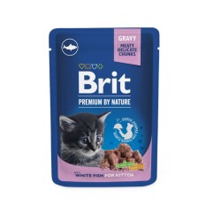 Brit Premium kons. jauniems kačiukams su baltosios žuvies gabaliukais padaže 100g