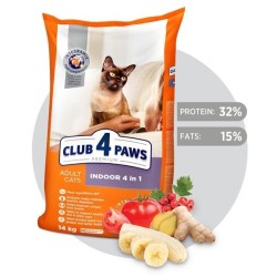 CLUB 4 PAWS Premium pilnavertis sausas maistas suaugusioms katėms gyvenančioms patalpose „INDOOR 4 IN 1“   900 g,  5kg,  14 kg