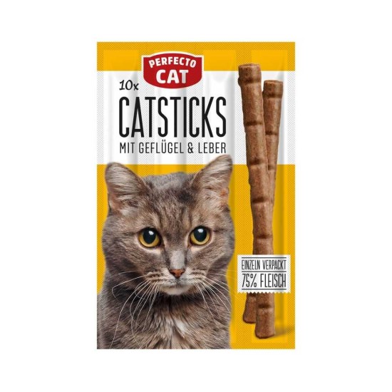 Perfecto Cat lazdelės - skanėstai su vištiena ir kepenėlėmis katėms 50g, (10vnt)