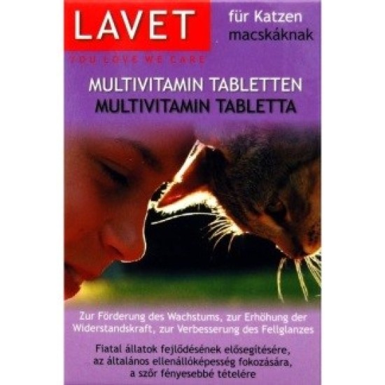 LAVET Multivitamin tabletės katėms, 50tabl. (40g.)