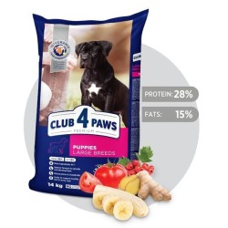 CLUB 4 PAWS Premium pilnavertis sausas maistas didelių veislių šuniukams su vištiena,  14 kg