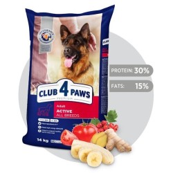 CLUB 4 PAWS Premium pilnavertis sausas maistas suaugusiems aktyviems visų veislių šunims „ACTIVE“, 14 kg
